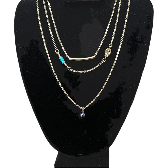 Layered evil Eye , Hamsa necklace. New - Picture 1 of 11